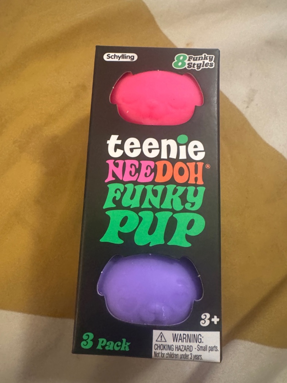Schylling Teenie Needoh Funky Pup 3-Pack - Pink & Purple and teal